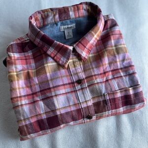 NWOT LL BEAN Plaid Button Up Long Sleeve Flannel Shirt | Women’s Medium